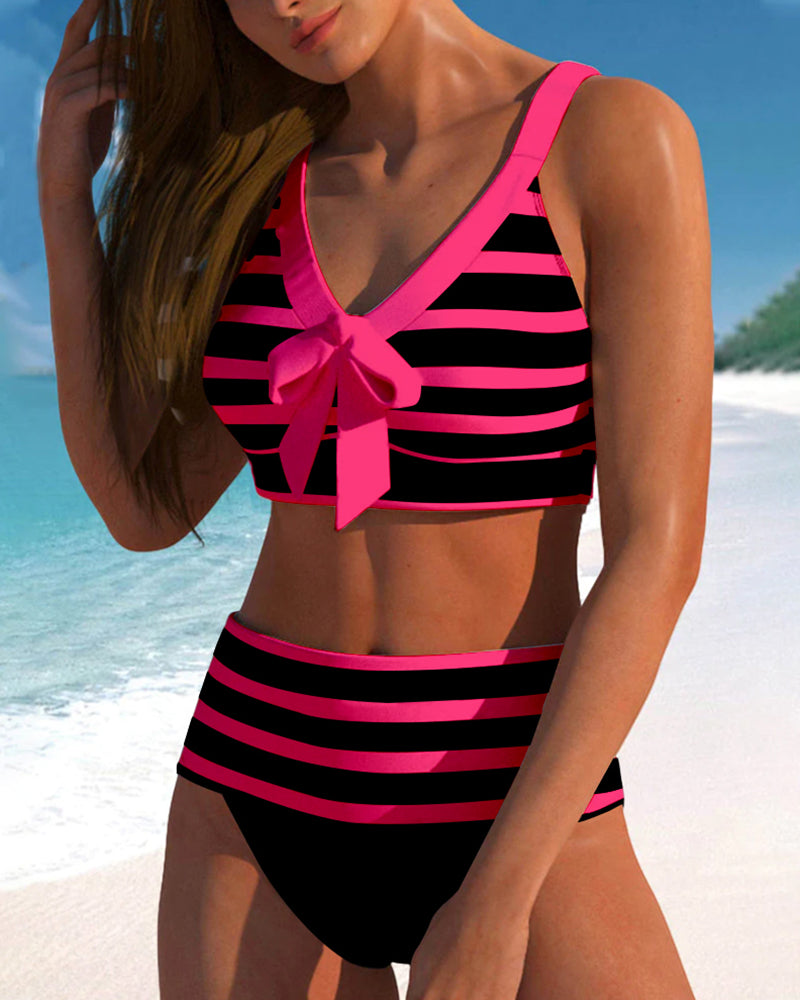 Zenviro® | Gestreepte bikini met hoge taille