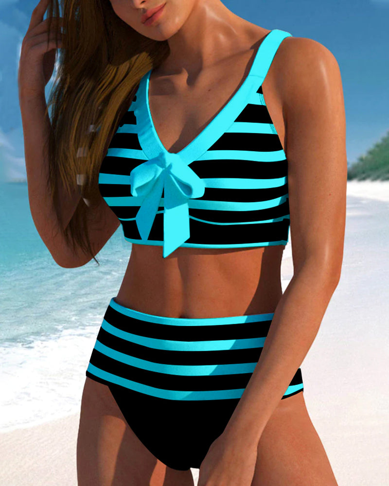 Zenviro® | Gestreepte bikini met hoge taille