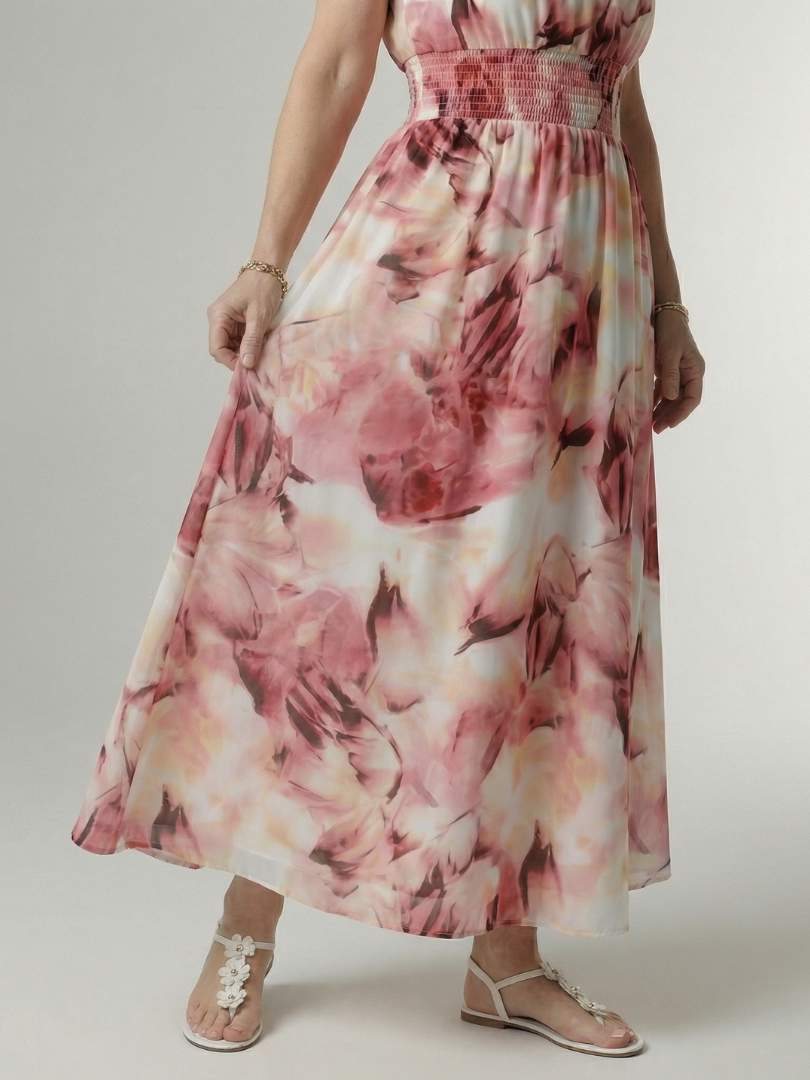 Sylvia | Gerimpelde Halter Midi Jurk