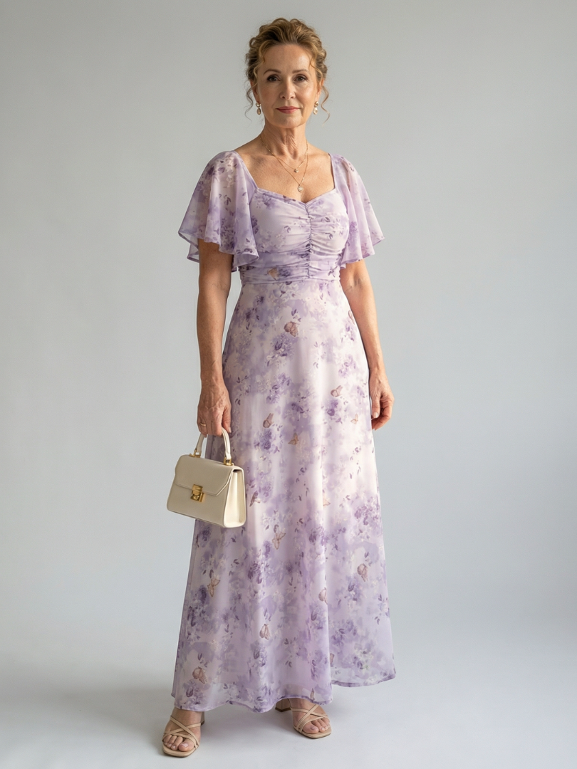 Vivian | Vlindermouw Midi Jurk