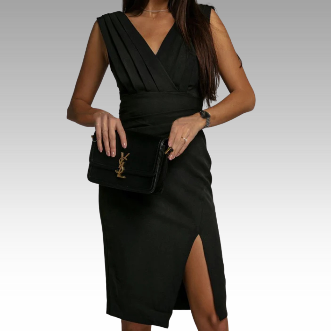 Falado – Elegante, figuuraccentuerende jurk met V-hals en split