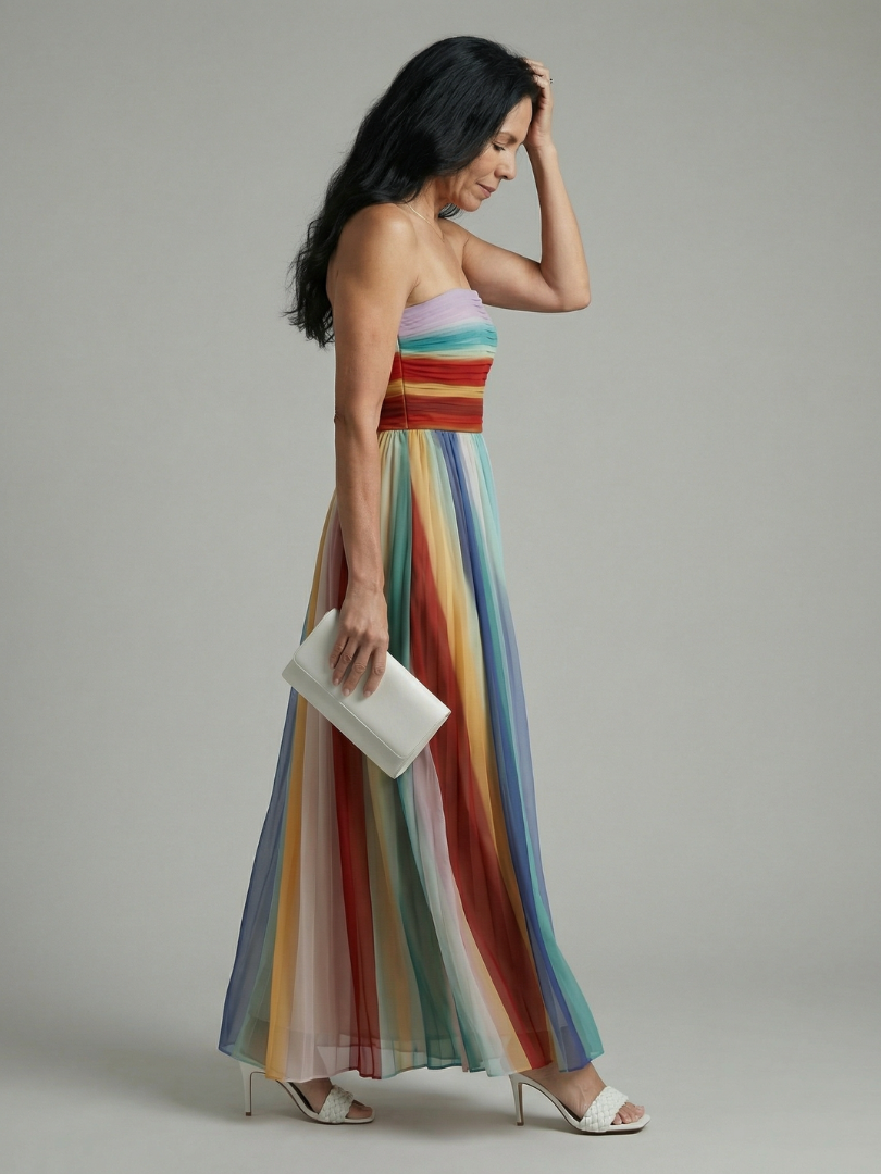 Serene | Licht Gestreepte Maxi jurk