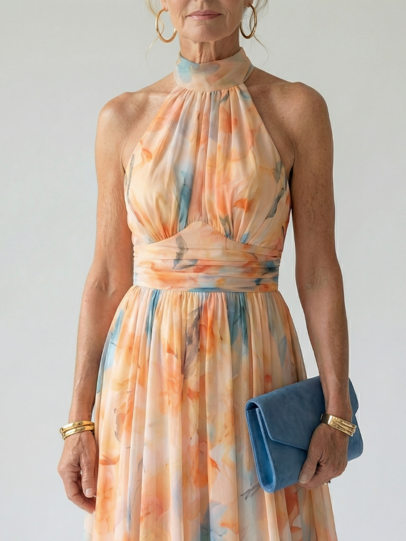 Mia | Zachte Halter Midi Jurk