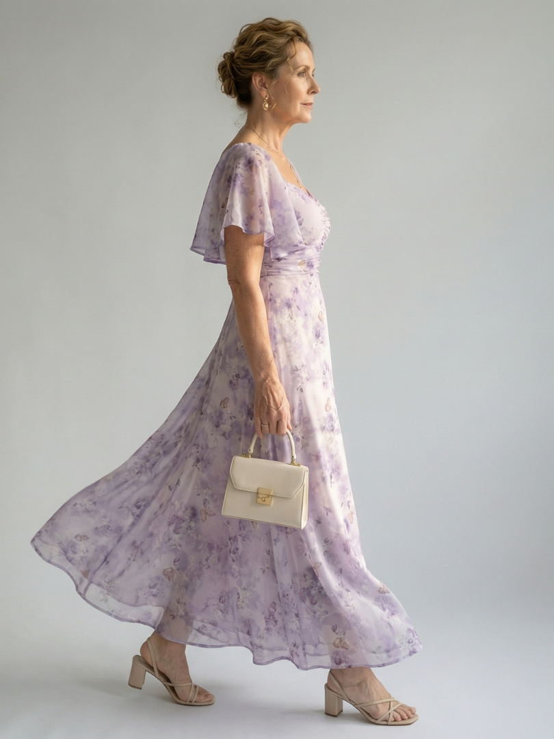 Vivian | Vlindermouw Midi Jurk