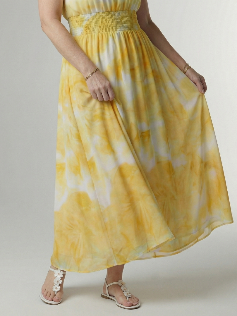 Sylvia | Gerimpelde Halter Midi Jurk