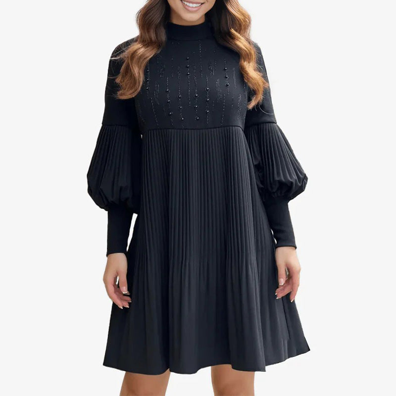 Zenviro - Elegante plisséjurk met lantaarnmouwen voor dames