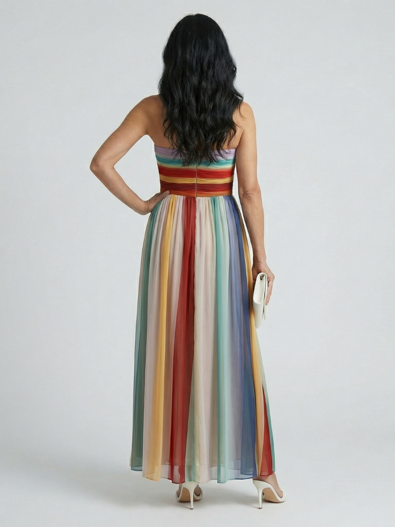 Serene | Licht Gestreepte Maxi jurk