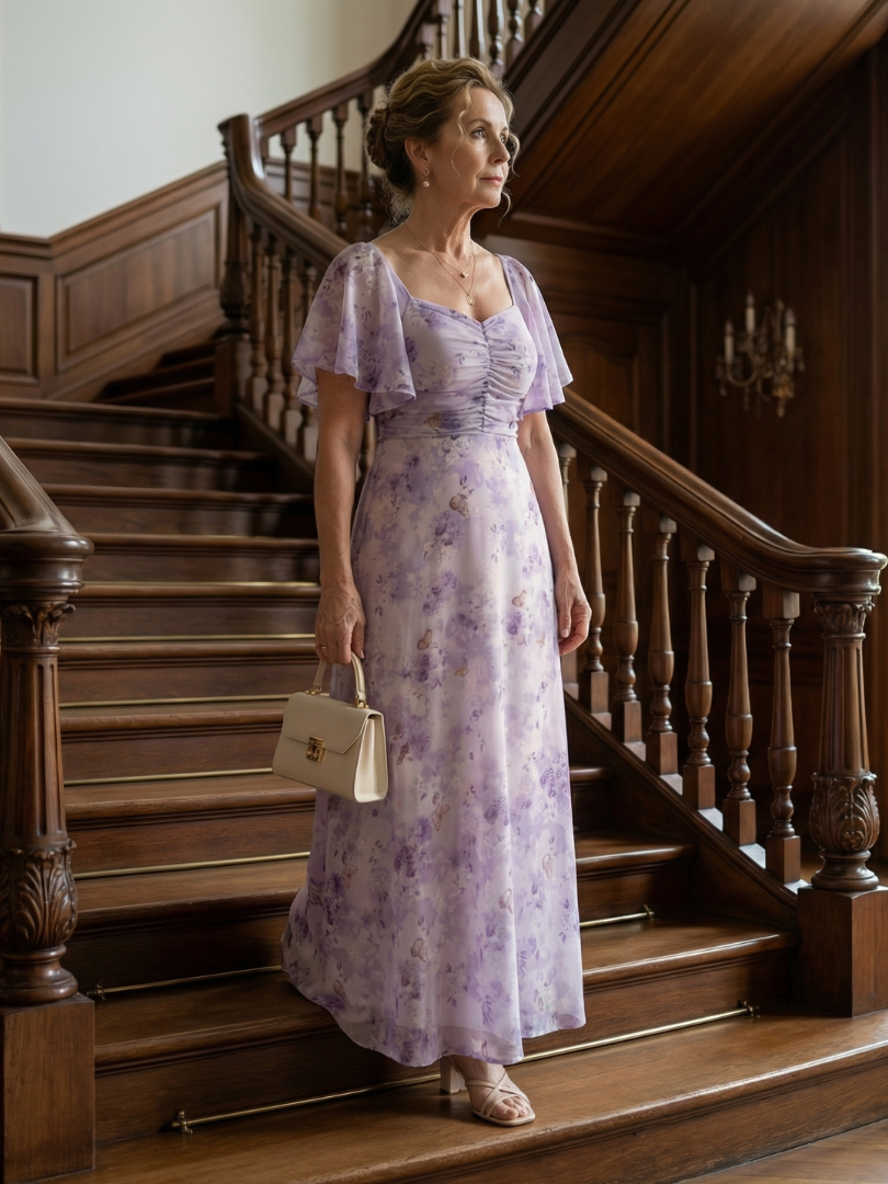 Vivian | Vlindermouw Midi Jurk