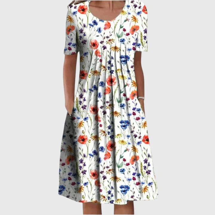 Elegante jurk die de buik bedekt