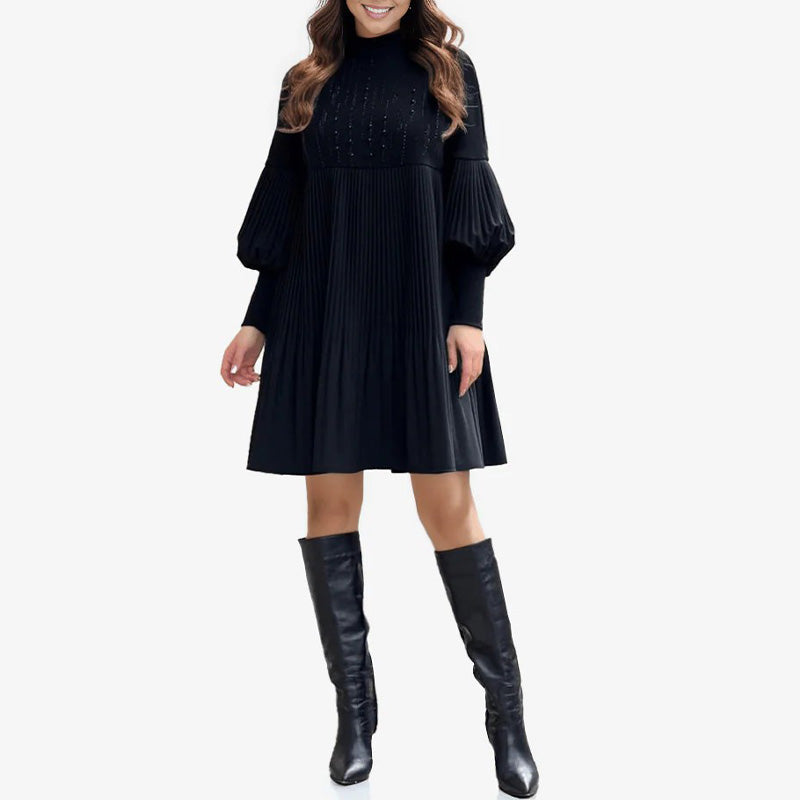 Zenviro - Elegante plisséjurk met lantaarnmouwen voor dames