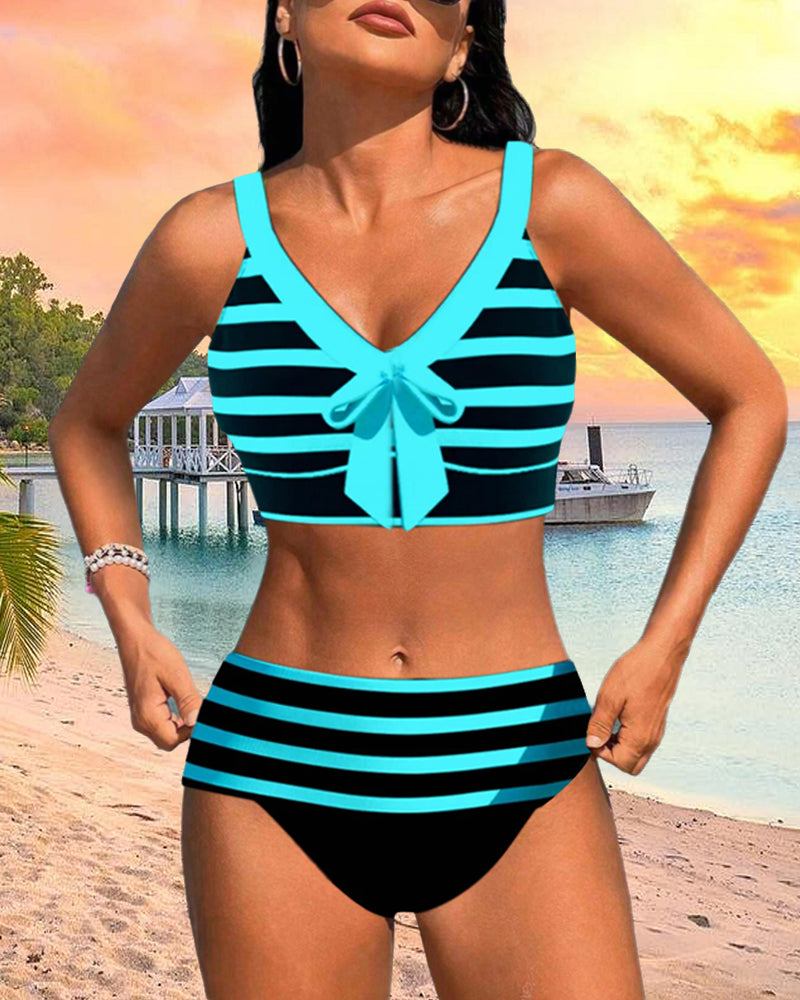 Zenviro® | Gestreepte bikini met hoge taille