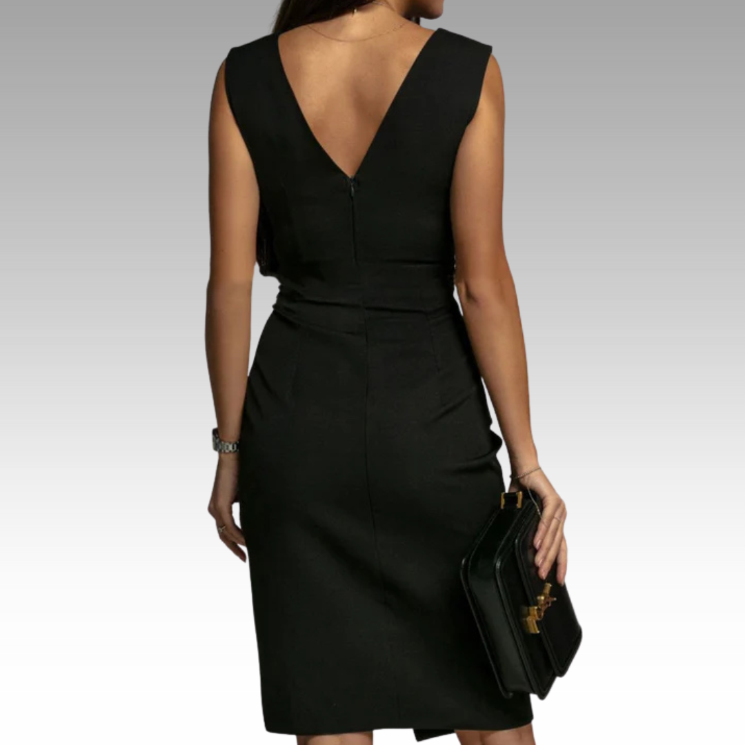 Falado – Elegante, figuuraccentuerende jurk met V-hals en split