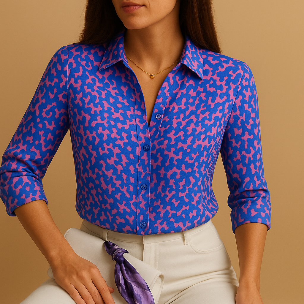 Blouse met kleurrijke print voor dames | Veerle