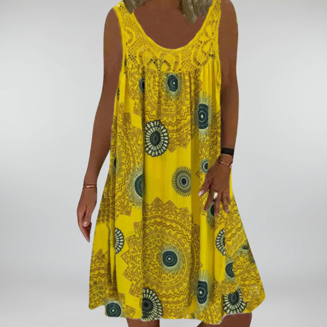 Zenviro – Zomerse mouwloze jurk met print en kanten details voor dames