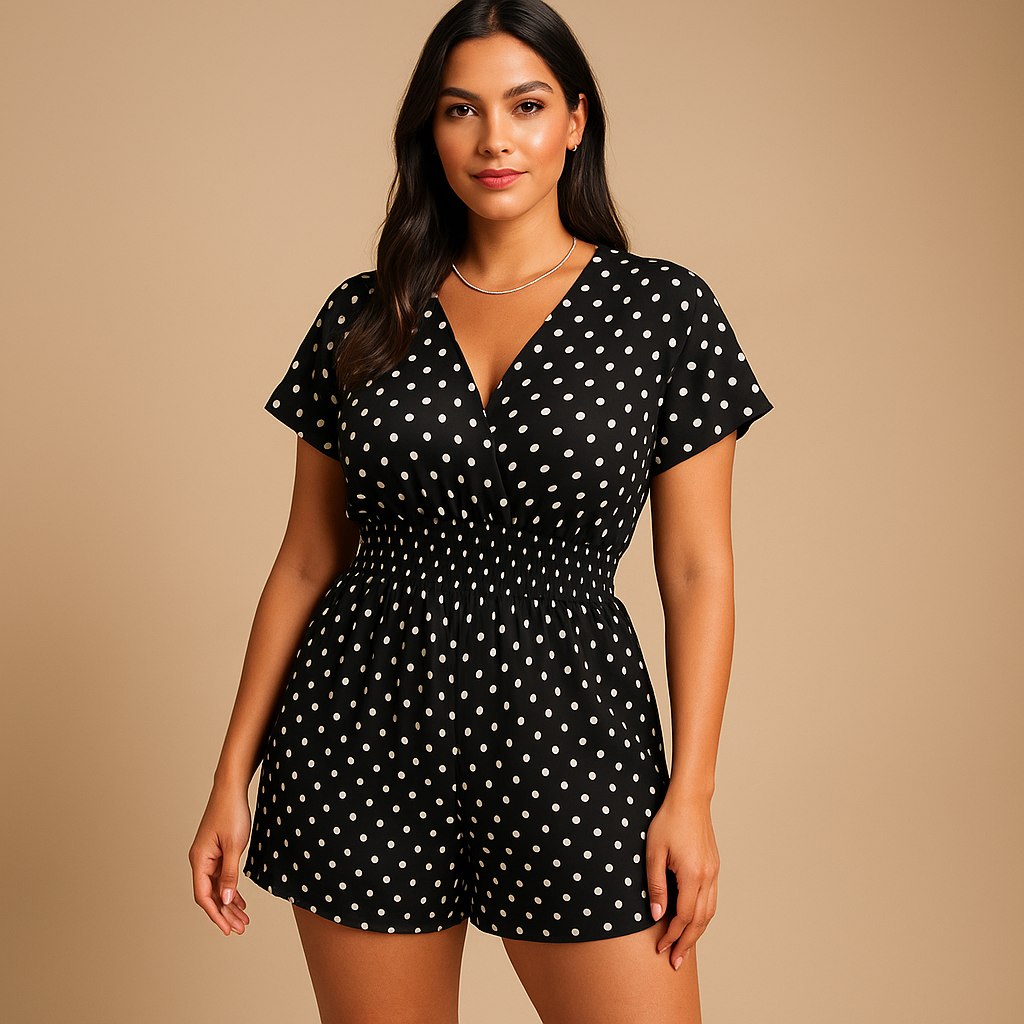 Polkadot jumpsuit met zakken voor dames | Nadine