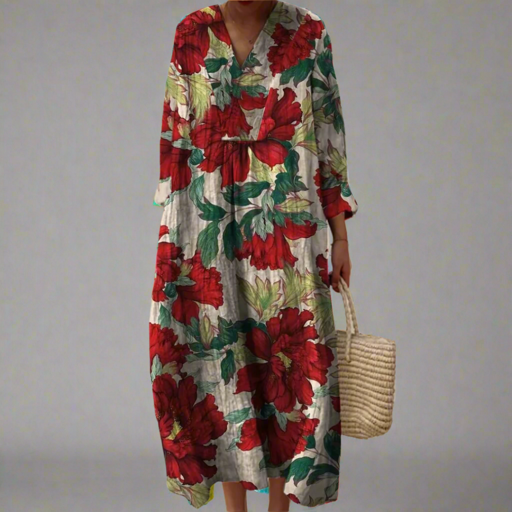 Zenviro™ - Casual maxi-jurk met opvallende pioenrozenprint
