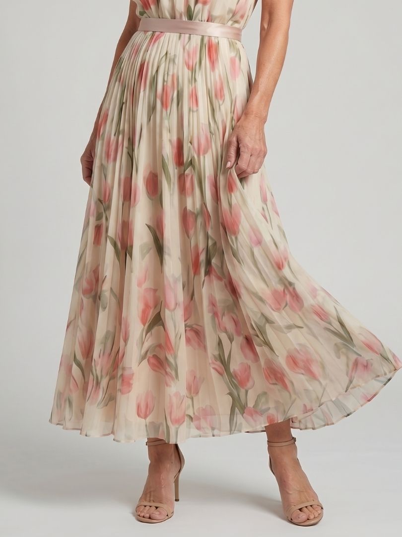 Aurelle | Halter Bloemen Midi Jurk