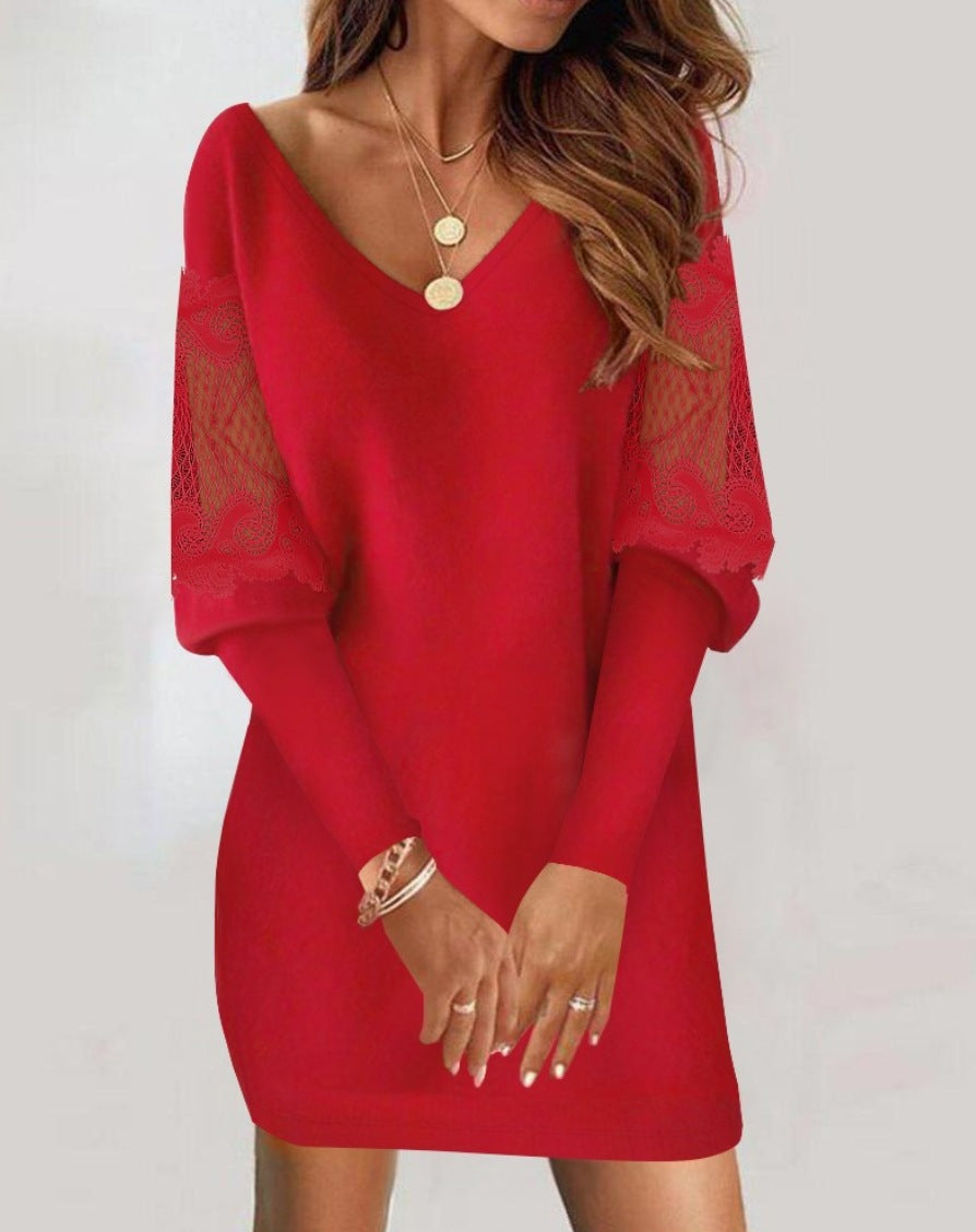 Sophie - Elegante kanten jurk met V-hals