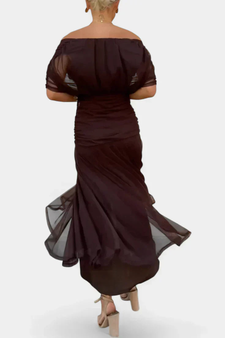 Zenviro - Elegante, soepel vallende midi-jurk met V-hals