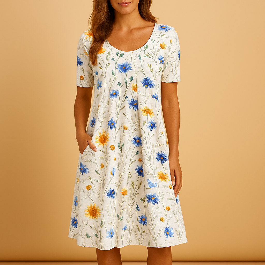 Tijdloze midi-jurk met flatterende pasvorm voor dames | Femke