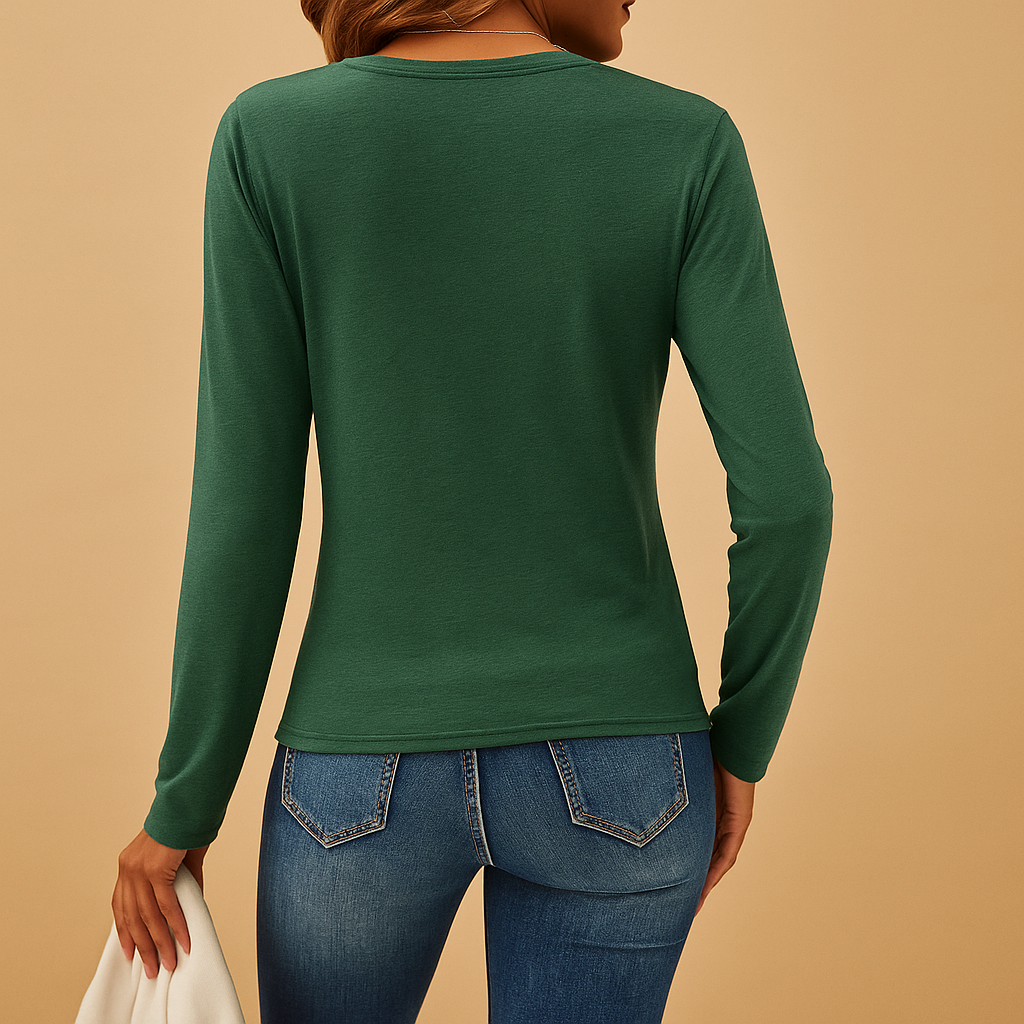 V-hals shirt met lange mouwen voor dames | Yara