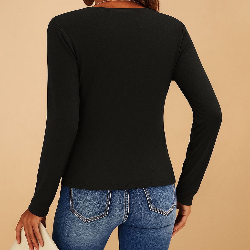 V-hals shirt met lange mouwen voor dames | Yara