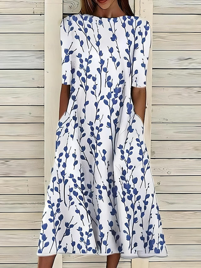 Zenviro – Zomerse midi-jurk met elegante bloemenprint