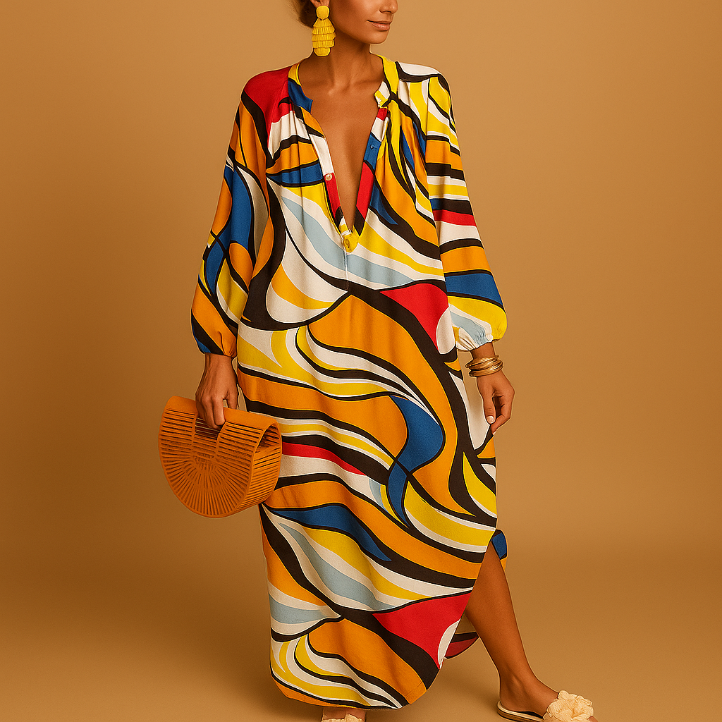 Mila | Boho maxi-jurk met lange mouwen voor dames