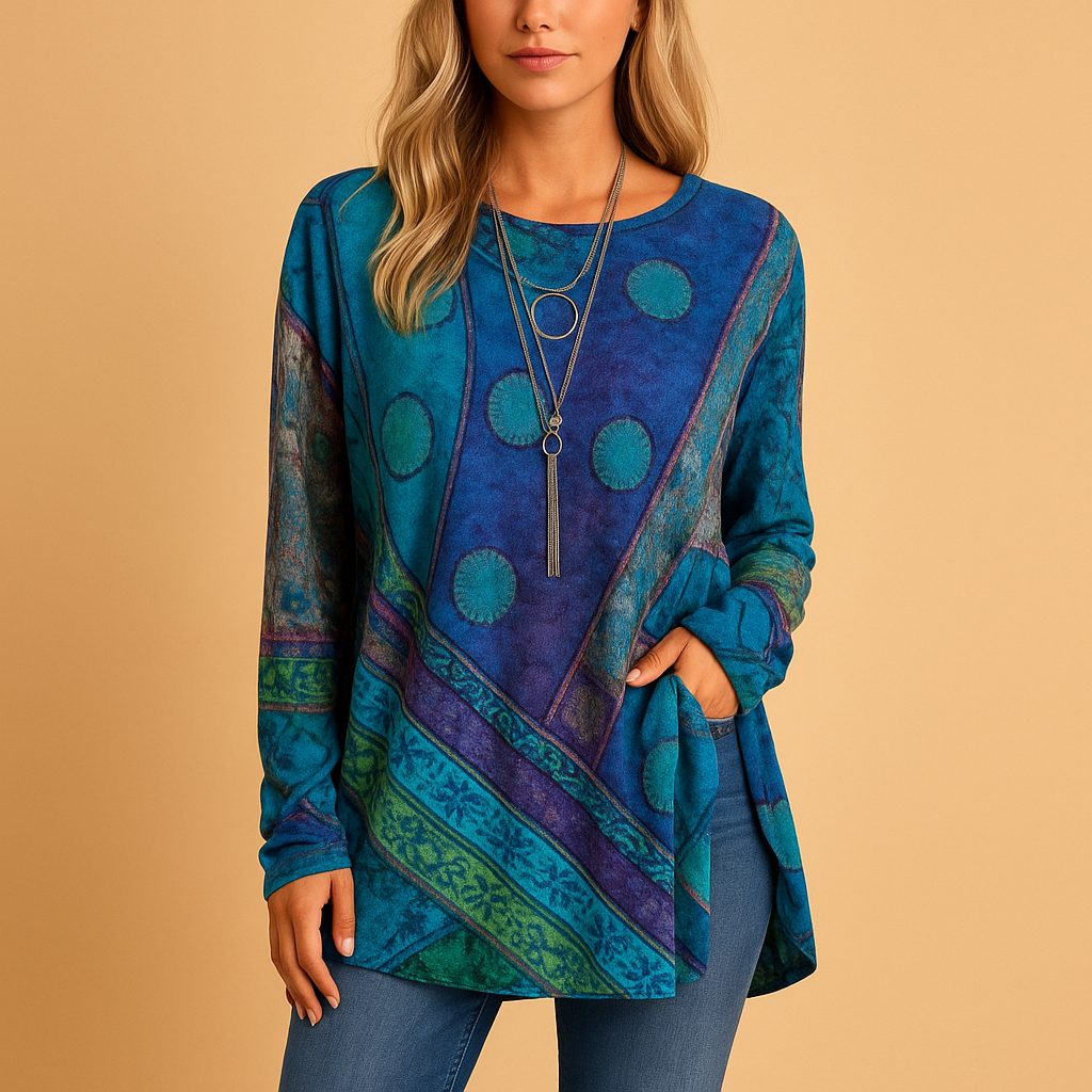 Boho off-shoulder top met etnische print voor dames | Elvira