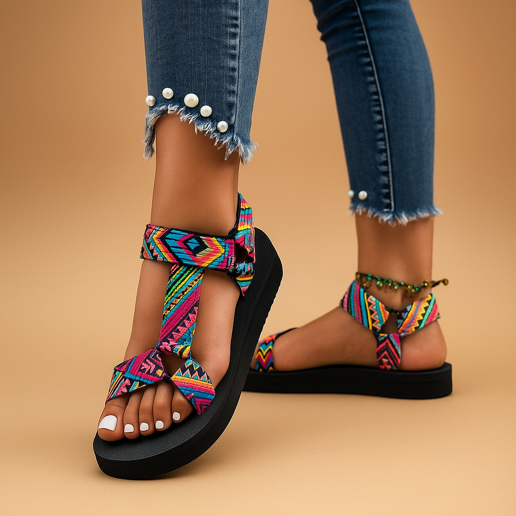 Boho sandalen met touwdesign en platte zool voor dames | Lianne