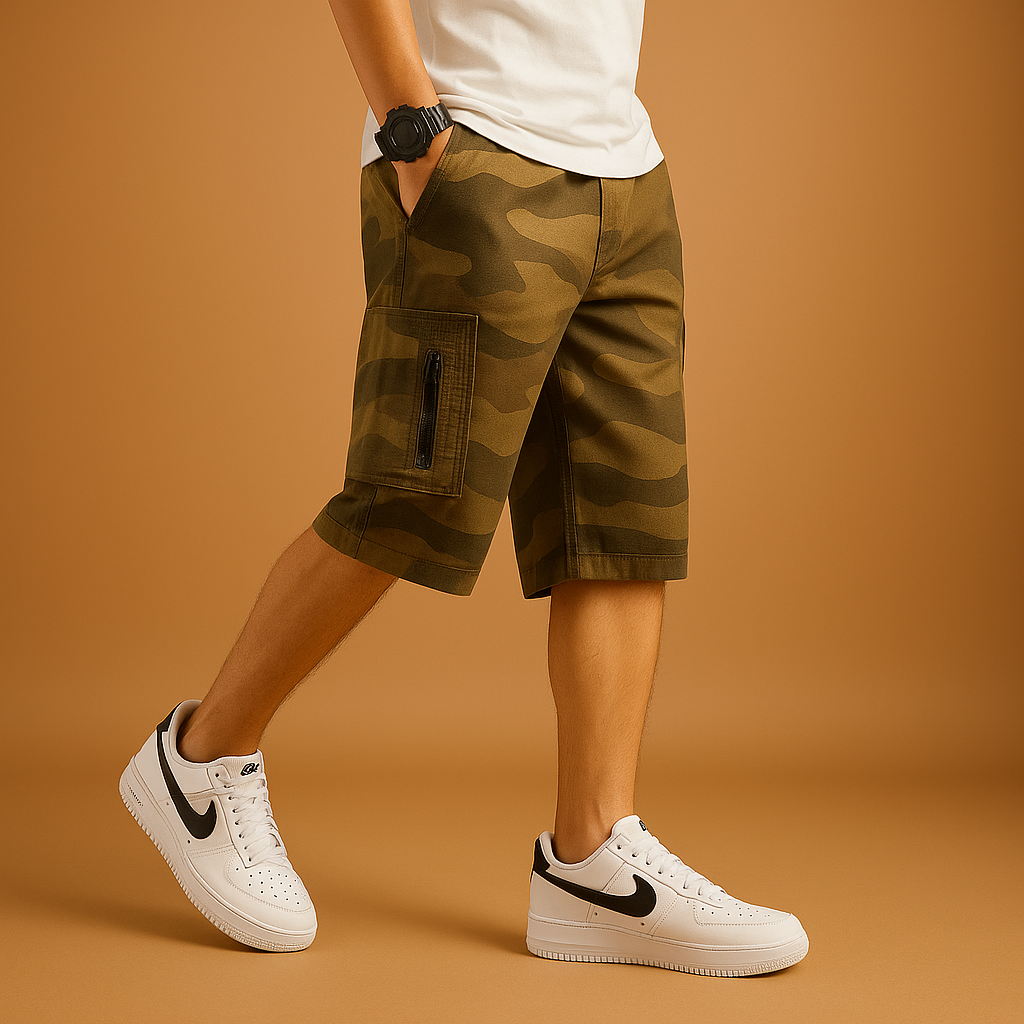 Joris | Camouflage cargo shorts met zakken voor heren