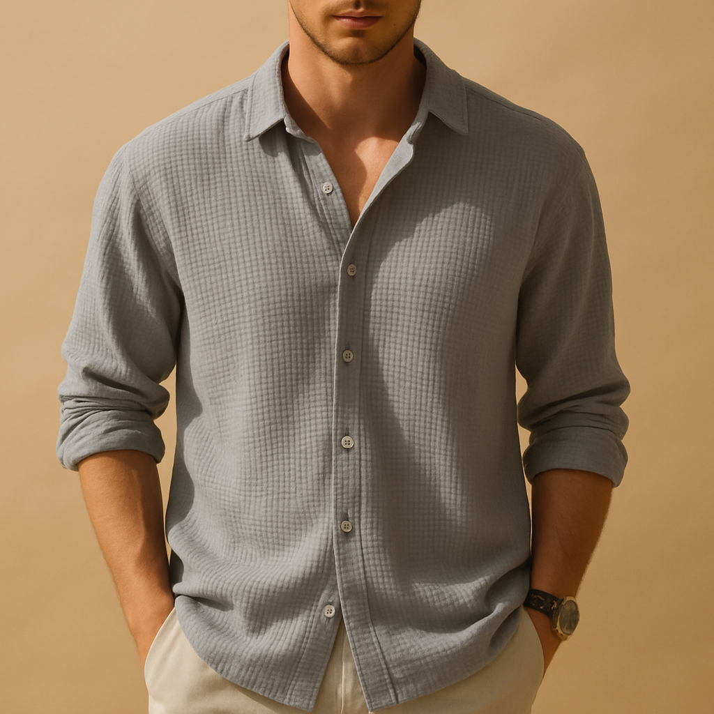 Casual button-down overhemd met opstaande kraag voor heren | Daan