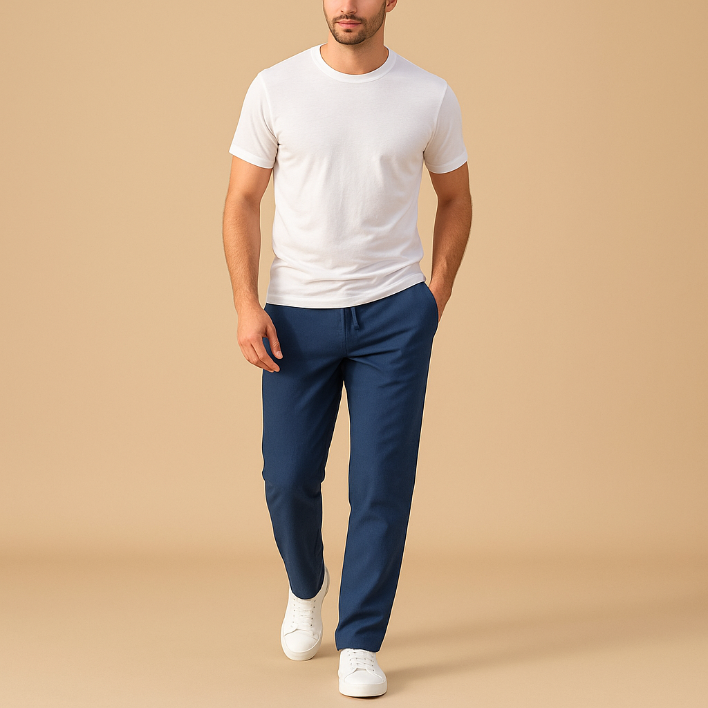 Casual katoenen broek met elastische tailleband voor heren | Jurre