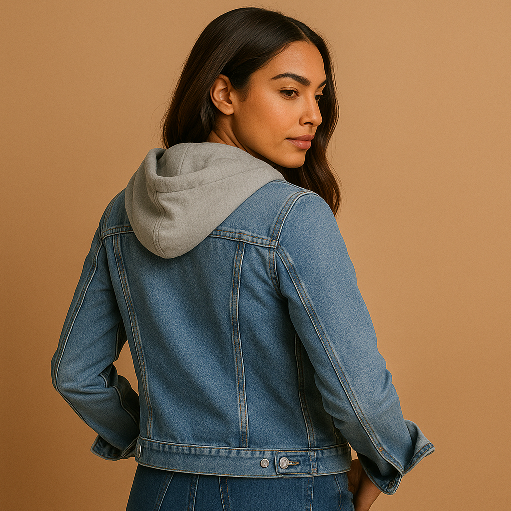 Denim jas met capuchon voor dames | Yara