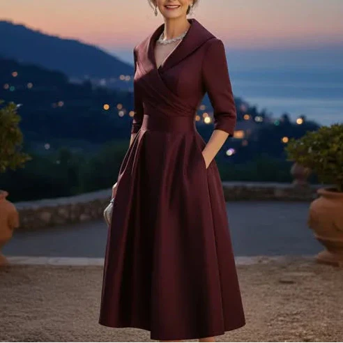 Zenviro - Elegante midi-jurk met subtiele glans