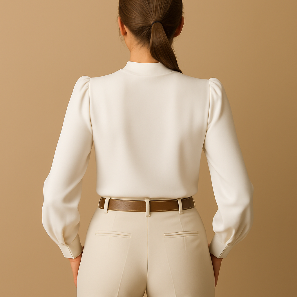 Elegante blouse met ruches en opstaande kraag voor dames | Yara