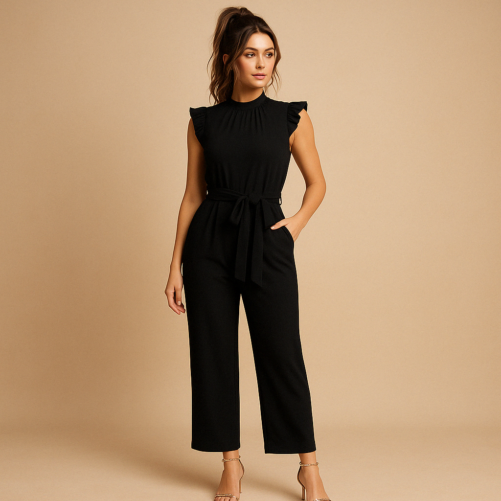 Elegante jumpsuit met ceintuur en kapmouwen voor dames | Yasmine