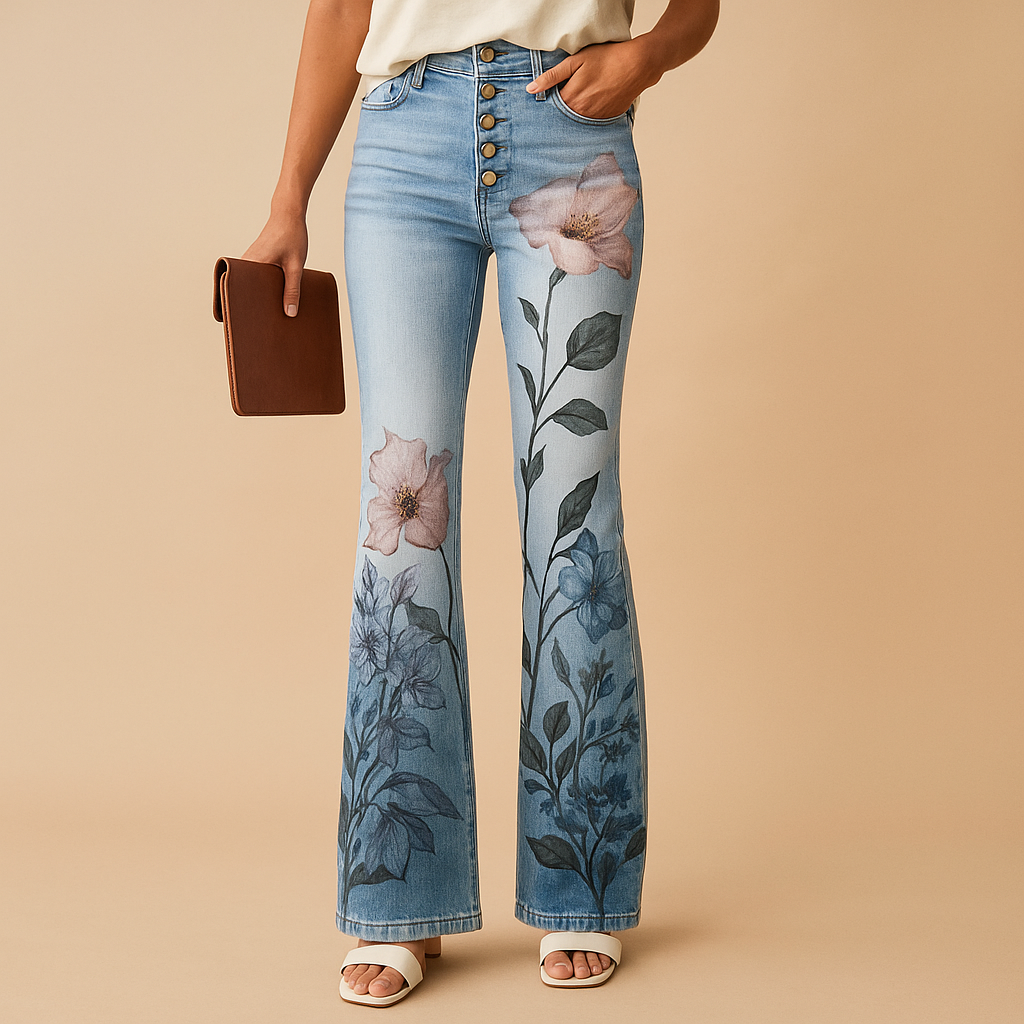 Flared jeans met bloemenprint voor dames | Yara