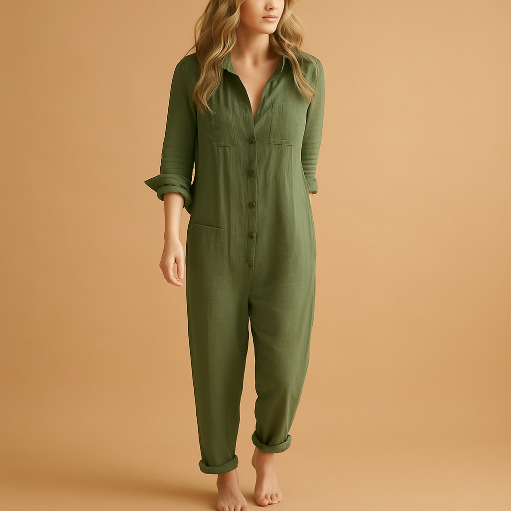 Getailleerde jumpsuit met polokraag voor dames | Asha