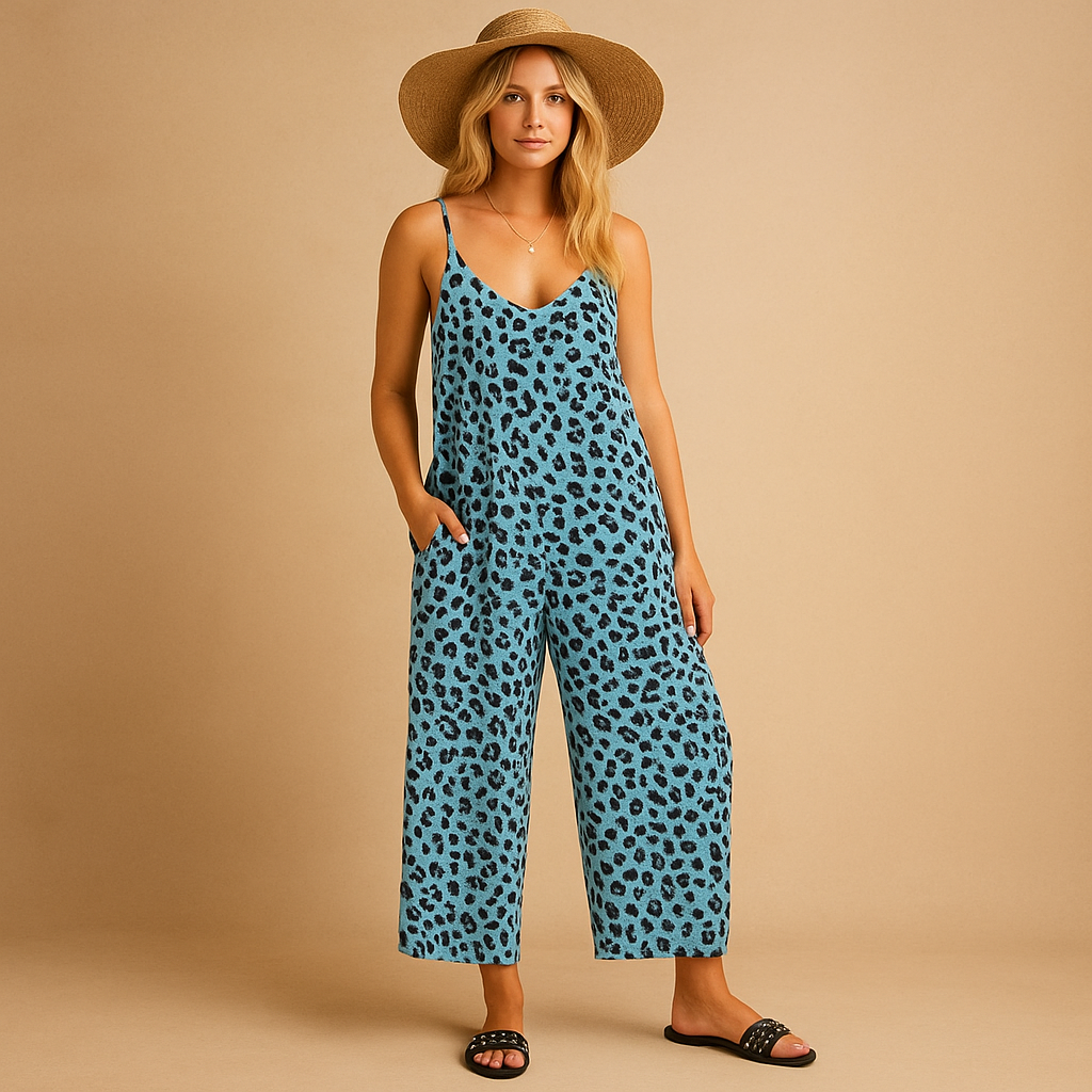 Halterjumpsuit met luipaardprint voor dames | Jasmijn