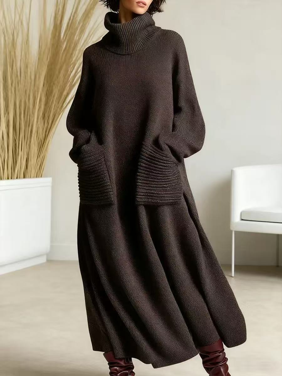 Falado - Oversized gebreide jurk met col voor dames