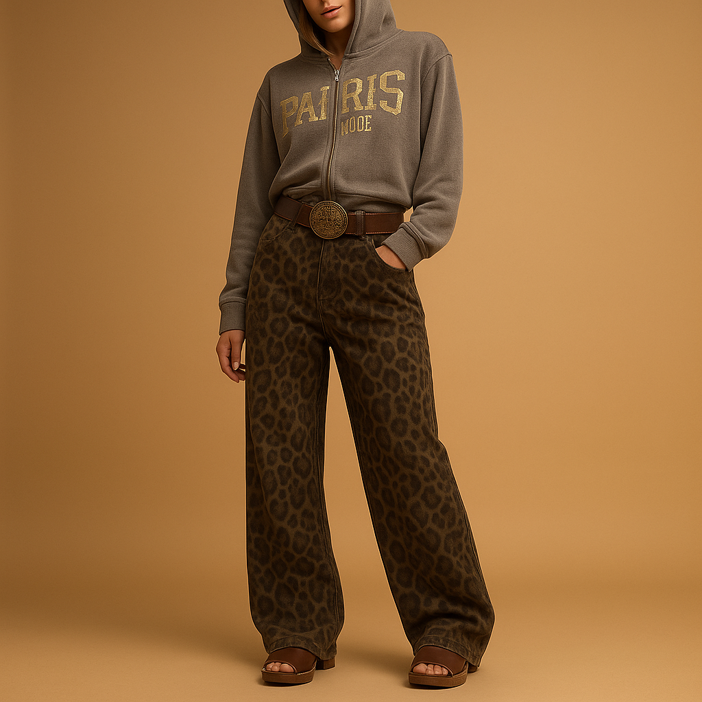 Leopard print slim fit jeans voor dames | Nelly