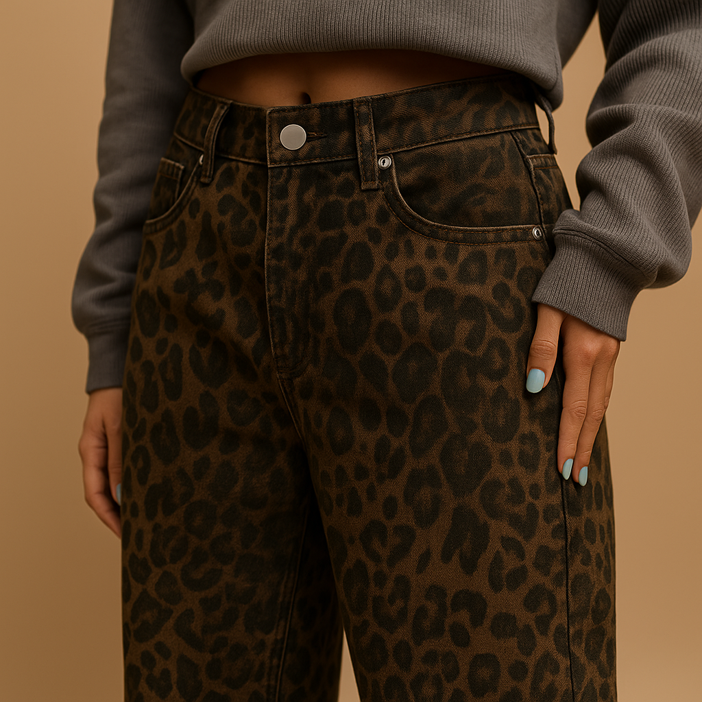 Leopard print slim fit jeans voor dames | Nelly