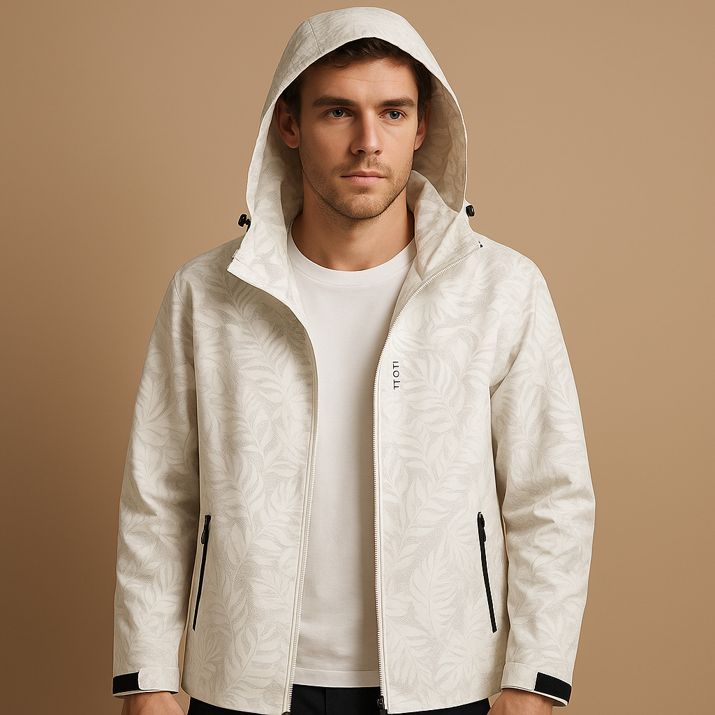 Lichtgewicht waterdichte jas met bladpatroon voor heren | Tobias