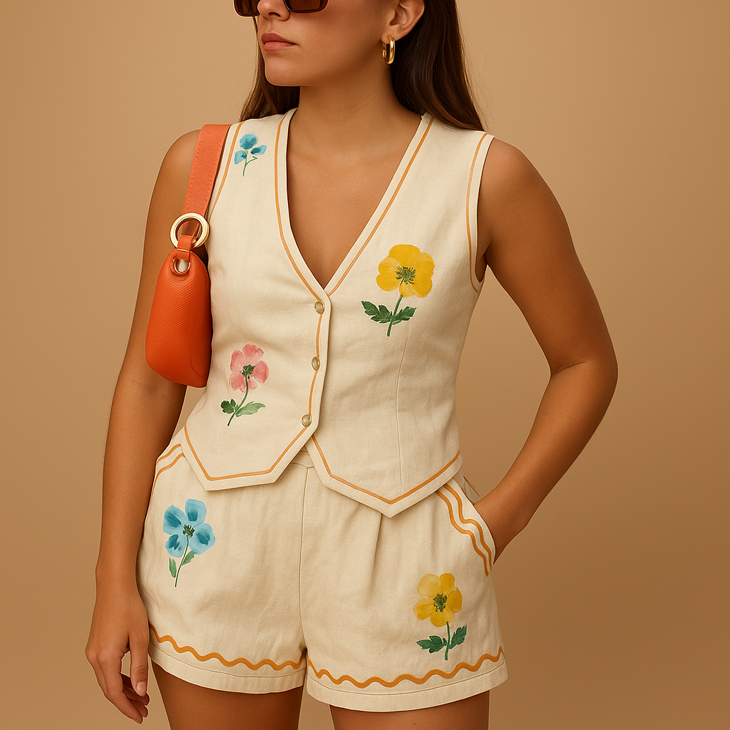 Loungewear set met kraag en short voor dames | Veerle