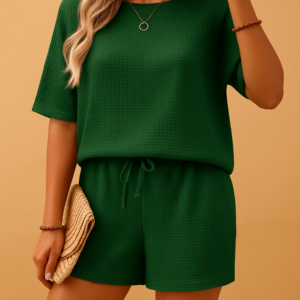 Loungewear set met losse top en shorts voor dames | Linde