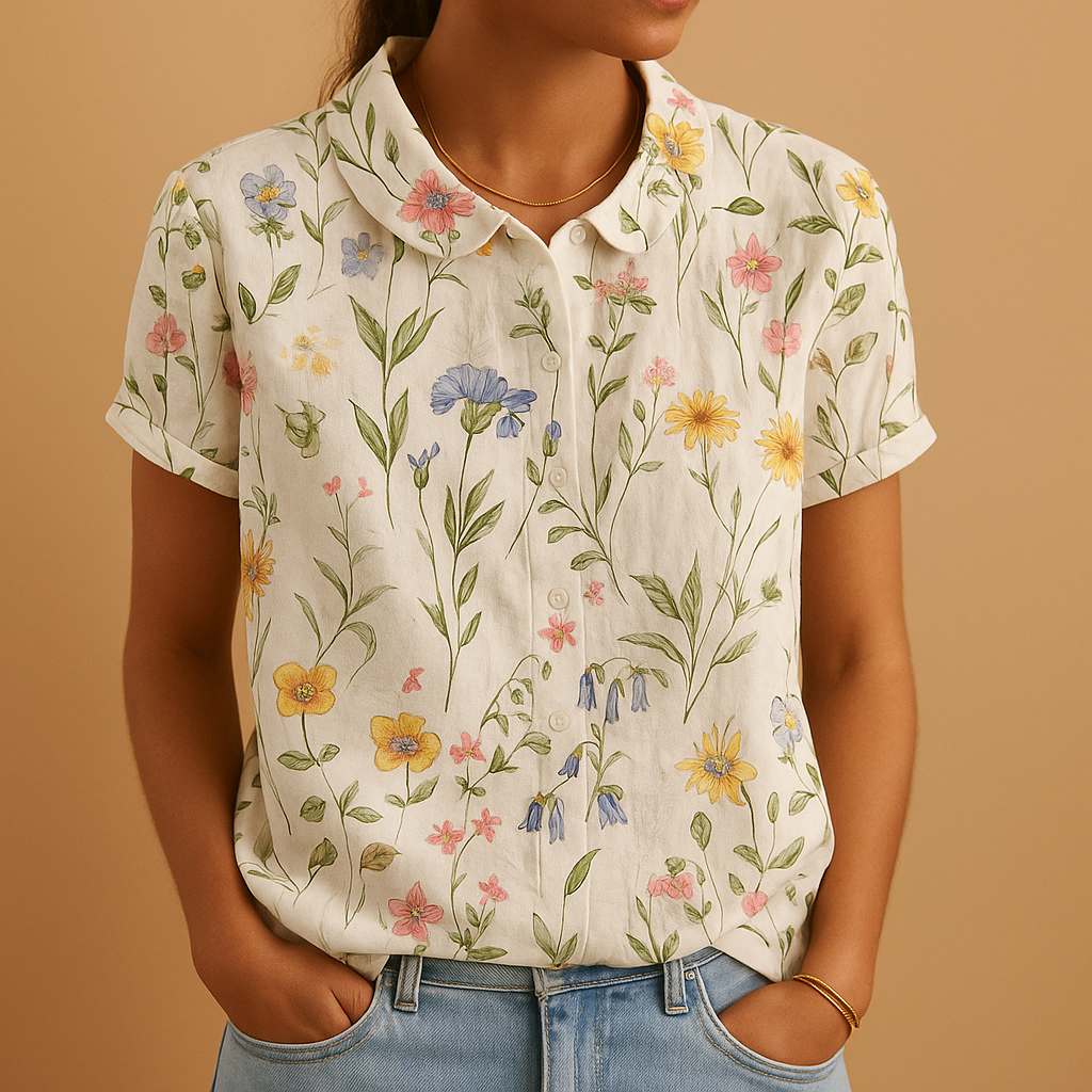 Luchtige blouse met bloemenprint en losse pasvorm voor dames | Fleur