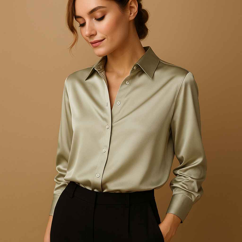 Luchtige blouse met V-hals en knoopsluiting voor dames | Vivette