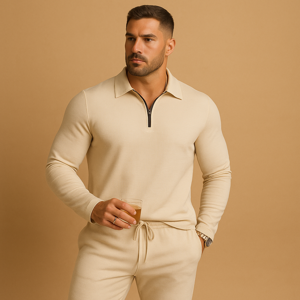Moderne heren tracksuit met rits en tapered broek | Rens