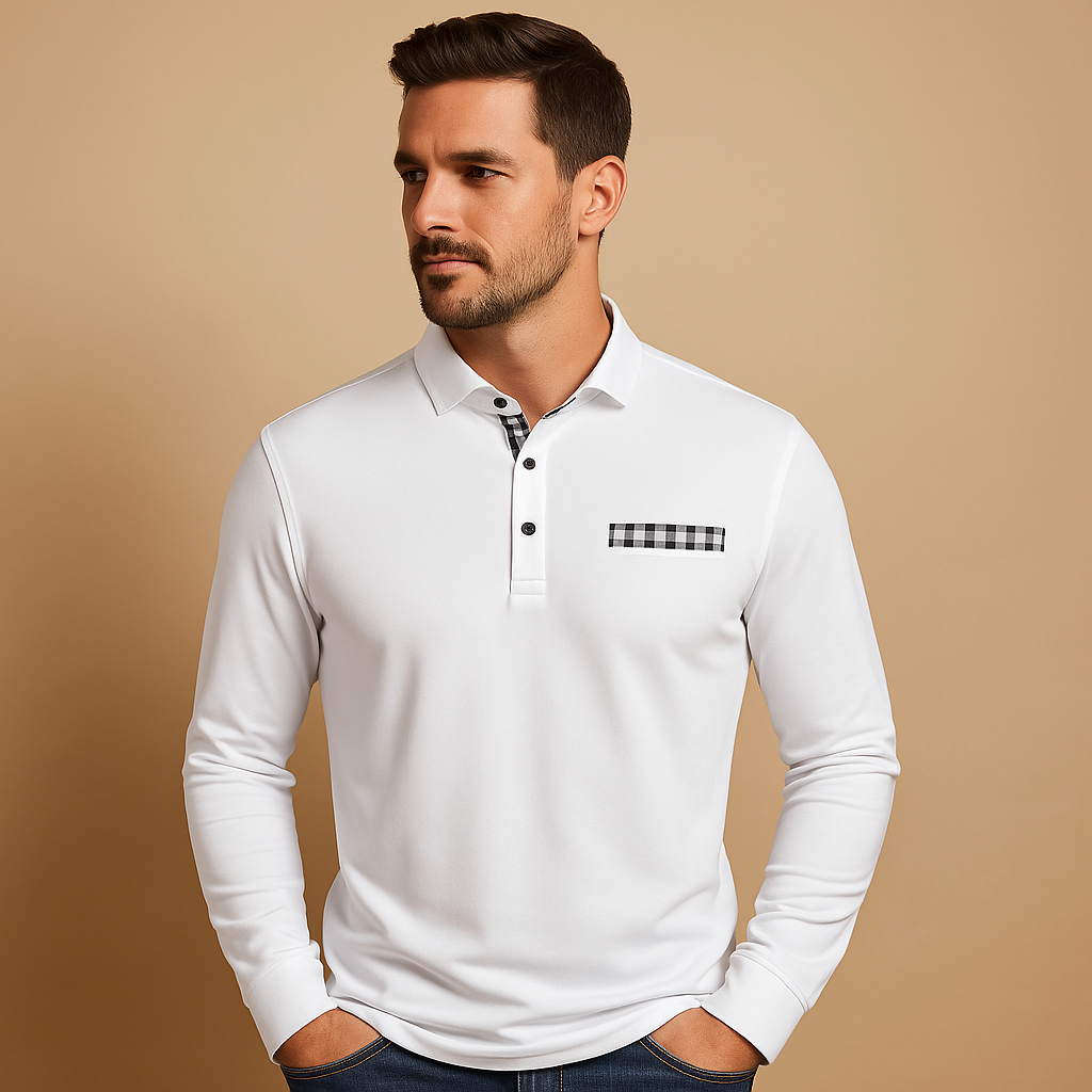 Polo shirt met lange mouwen en kraag voor heren | Mats
